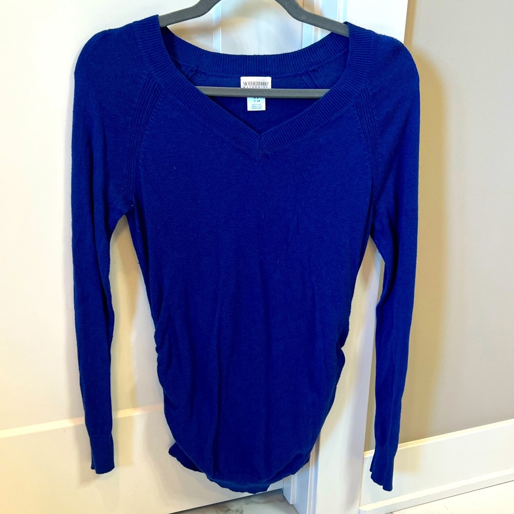 Blue Maternity Fitted Long Sleeve Motherhood Small